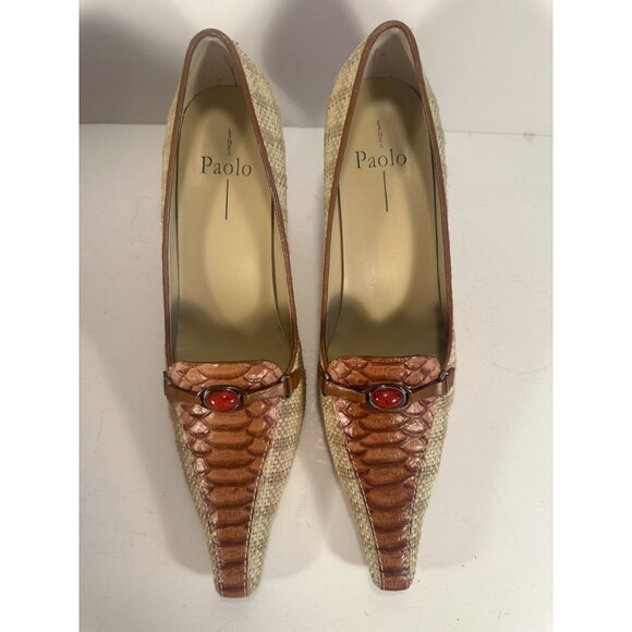 Linea Paolo MERRICK Size 10.5M Beige/Pink/ Flax Weave - Picture 4 of 8